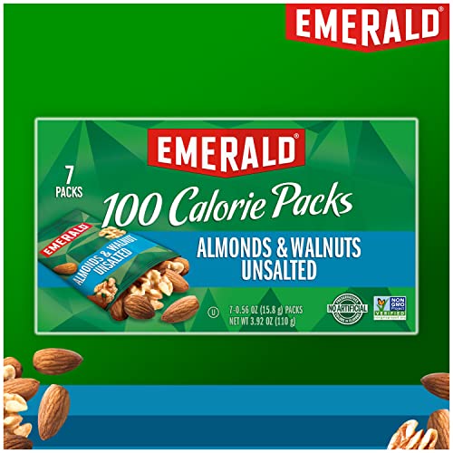 Emerald Nuts, Natural Walnuts & Almonds, 100 Calorie Packs, 7 Ct, 3.92 Oz (Pack of 12)