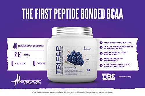 Metabolic Nutrition - TRIPEP - Tri-Peptide Branch Chain Amino Acid, BCAA Powder, Pre Intra Post Workout Supplement, Green Apple, 400 Grams (40 Servings)
