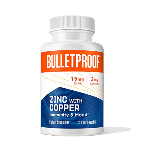 Bulletproof Zinc with Copper Capsules, 120 Count, Minerals and Antioxidant Supplement for Immunity and Mood