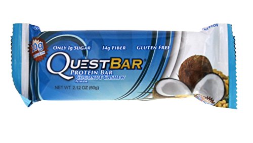 Quest Nutrition Protein Bar, Coconut Cashew, 20g Protein, High Protein Bars, Low Carb Bars, Gluten Free, Soy Free, 2.1 oz Bar, 12 Count, Packaging May Vary