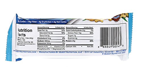 Quest Nutrition Protein Bar, Coconut Cashew, 20g Protein, High Protein Bars, Low Carb Bars, Gluten Free, Soy Free, 2.1 oz Bar, 12 Count, Packaging May Vary