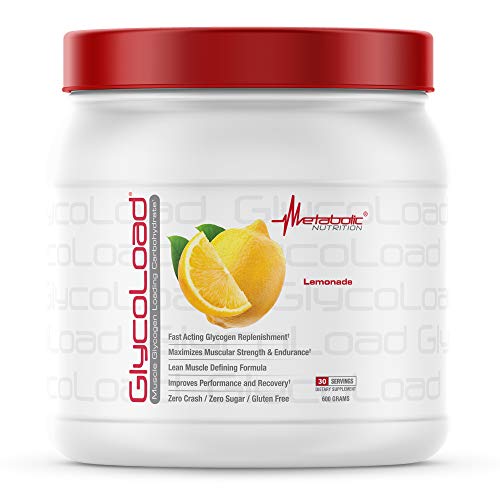 Metabolic Nutrition, Glycoload, 100% Micronized Cyclic Cluster Dextrin Carbohydrate Powder, Muscle Glycogen Loading Carbohydrate, Pre Intra Post Workout Supplement, Lemonade, 600 gm (30 ser)