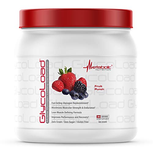 Metabolic Nutrition, Glycoload, 100% Micronized Cyclic Cluster Dextrin Carbohydrate Powder, Muscle Glycogen Loading Carbohydrate, Pre Intra Post Workout Supplement, Fruit Punch, 600 gm (30 ser)