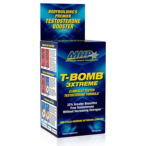 MHP T-Bomb 3xtreme Clinically Tested, Testosterone Booster for Men, Increase Libido, 168 Count