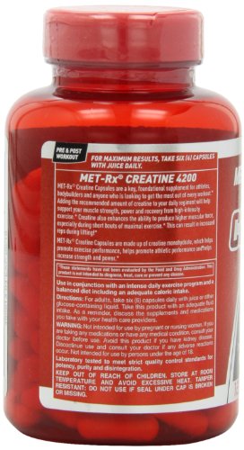 MET-Rx Creatine 4200 Diet Supplement Capsules, 120 Count