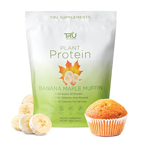 TRU Plant Based Protein Powder, BCAA, EAA, 20g Vegan Protein, 100 Calories, 27 Vitamins, No Artificial Sweeteners 25 Servings 25 Servings