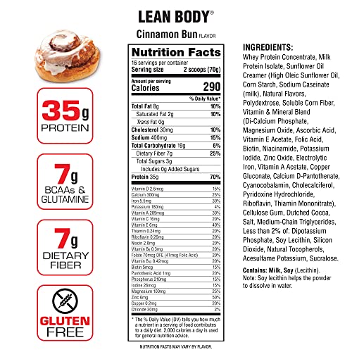 Labrada Nutrition Lean Body Hi-Protein Meal Replacement Shake, Cinnamon Bun, 2.47 Pound Packaging May Vary