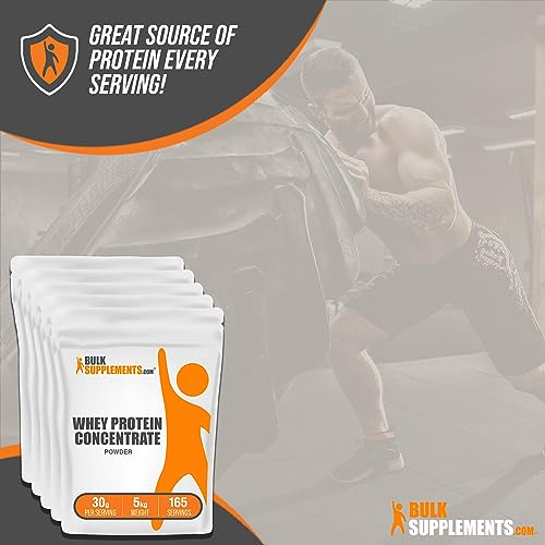 BULKSUPPLEMENTS.COM Whey Protein Concentrate Powder - Protein Powder Unflavored, Flavorless Protein Powder, Whey Protein Powder - Pure Protein Powder, 30g per Serving, 5kg (11 lbs)