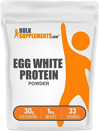 BULKSUPPLEMENTS.COM Egg White Protein Powder - Albumin Powder, Egg White Powder - Lactose Free & Dairy Free Protein Powder - Unflavored Protein Powder, 30g per Serving, 1kg (2.2 lbs)