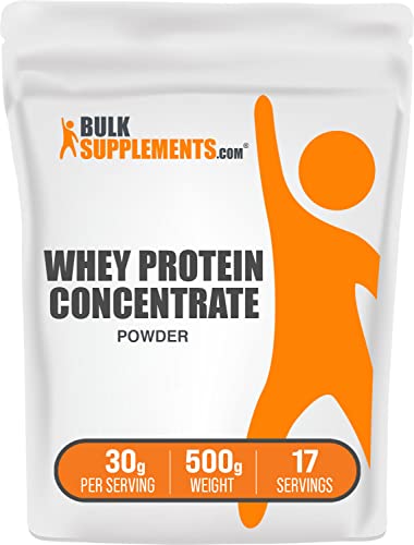 BULKSUPPLEMENTS.COM Whey Protein Concentrate Powder - Protein Powder Unflavored, Flavorless Protein Powder, Whey Protein Powder - Pure Protein Powder, 30g per Serving, 500g (1.1 lbs)