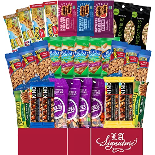 Ultimate Healthy Care Package ( 30 Count ) - Bars & Nuts Variety- Gift Box Bundle Present - Kids, Adults, Boys, Girls, College Student,