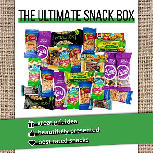 Variety Snacks Care Pack (24 Count) Healthy Snacks Care Package Grab And Go Variety Mix of Assorted Packaged Nuts, Peanuts, Almonds, Trail Mixes, Nut Bars & More For Breakfast, College, Work, Fitness