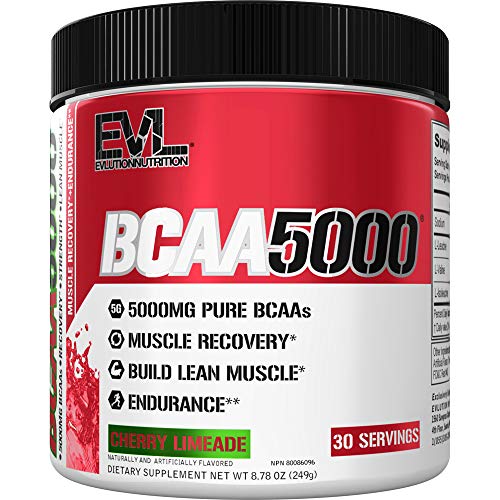 Evlution EVL BCAAs Amino Acids Powder - BCAA Powder Post Workout Recovery Drink and Stim Free Pre Workout Energy Drink Powder - 5g Branched Chain Amino Acids Supplement for Men - Cherry Limeade