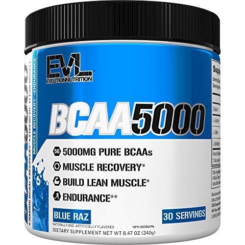 Evlution EVL BCAAs Amino Acids Powder - BCAA Powder Post Workout Recovery Drink and Stim Free Pre Workout Energy Drink Powder - 5g Branched Chain Amino Acids Supplement for Men