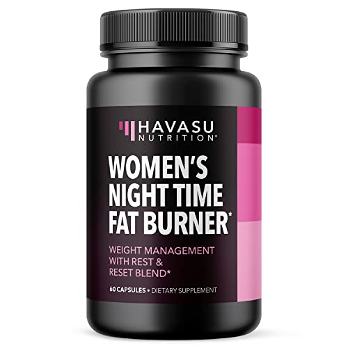 HAVASU NUTRITION Night Time Fat Burner Weight Loss Pills for Women | Appetite Suppressant for Weight Loss (+ Vitamin D, 60 Count)