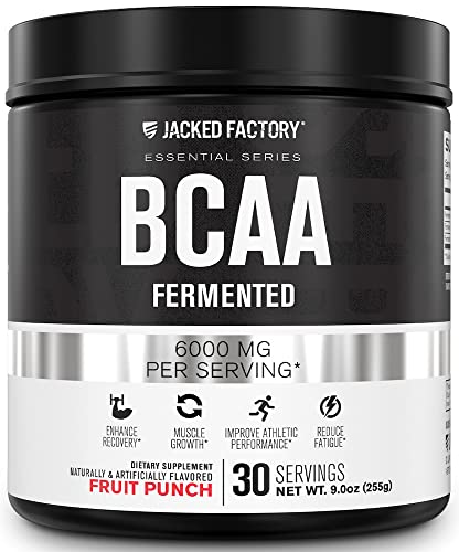 BCAA Powder (Fermented) - 6g Branched Chain Essential Amino Acid Supplement for Improved Muscle Recovery, Reduced Fatigue, Increased Strength, and Muscle Growth - 30 Servings, Fruit Punch
