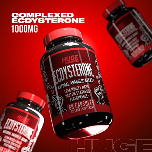 Huge Supplements, Natural Ecdysterone Anabolic Agent, Increases Lean Muscle Mass, Exercise Performance, Strength and Protein Synthesis, Formulated for Enhanced Absorption (60 Capsules)