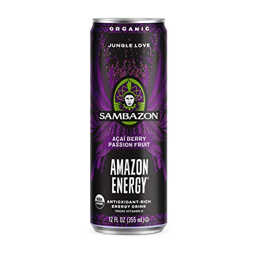Sambazon Organic Amazon Energy Drink, Jungle Love, Acai Berry and Passionfruit, 12 Fl Oz (Pack of 12)