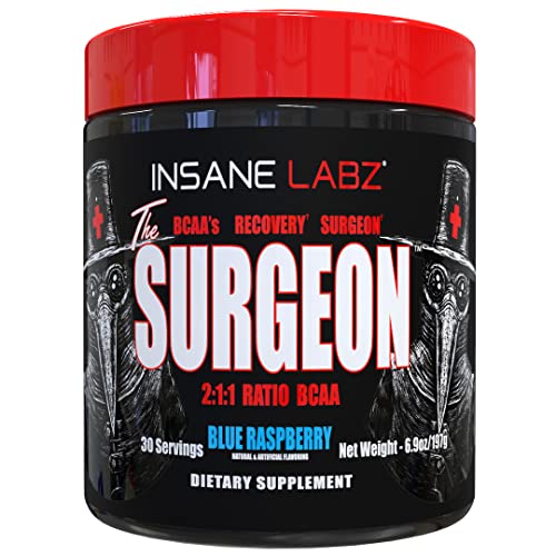Insane Labz The Surgeon BCAA Recovery Powder - Branched Chain Amino Acid Post Workout Drink for Muscle Recovery - 30 Srvgs, Fruit Punch