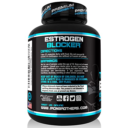 Booster for Men with Estrogen Blocker - Anti-Estrogen Dietary Supplements - Indole - 3- Carbibole, Grape Seed Extract & Tribulus Terrestris – Pack of 60 Capsules – Muscle Growth Boost