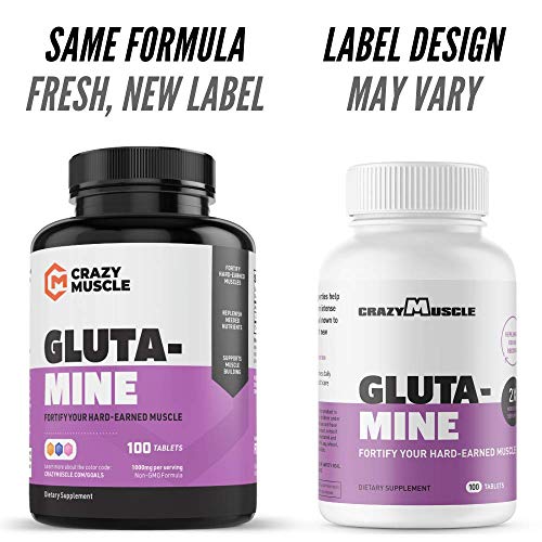 Crazy Muscle Keto Friendly L Glutamine Capsules 1000mg, Post Workout Supplement to Increase Recovery, Decrease Delayed Onset Muscle Soreness, Reinforce Strength Gains & Heal Leaky Gut (100 Pills)