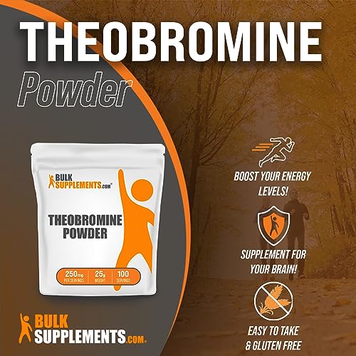 BULKSUPPLEMENTS.COM Theobromine Powder - Theobromine Supplement, Nootropic Supplement - Brain & Energy Support, Gluten Free - 250mg per Servings, 100 Servings, 25g (0.88 oz)