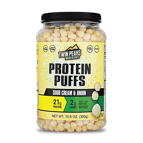 Twin Peaks Low Carb, Keto Friendly Protein Puffs, Sour Cream & Onion (300g, 21g Protein, 2g Carbs)