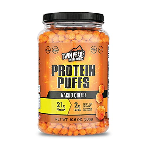 Twin Peaks Low Carb, Keto Friendly Protein Puffs, Nacho Cheese (300g, 21g Protein, 2g Carbs)