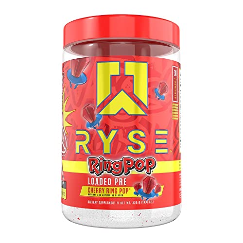 Ryse Loaded Pre Workout Powder Supplement for Men & Women | Pumps, Energy, Focus | Beta Alanine + Citrulline | 390mg Caffeine | 30 Servings (Cherry Ring Pop)