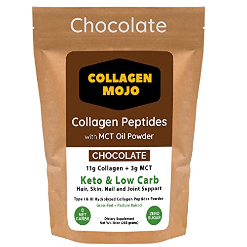 Collagen Mojo Chocolate Collagen Peptides Powder with MCT Oil - Keto Creamer for Coffee, Shakes & Snacks - Pre & Post Workout - Curb Cravings - Promote Weight Loss - Hair, Skin, Nail & Joint Support