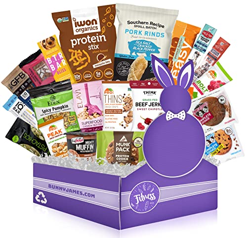 High Protein Snack Box: Premium Mix of Fitness and Healthy Snacks Great as Workout Gifts for Men & Women - Healthy Gift Basket & Care Package for Gym Lovers & Enthusiasts - Individually Wrapped Protein Snacks for Adults