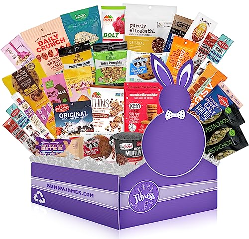 High Protein Healthy Snacks Fitness Box: Mix Of Natural Organic Non-GMO Protein Bars Cookies Granola Mix Jerky Nuts Premium Care Package