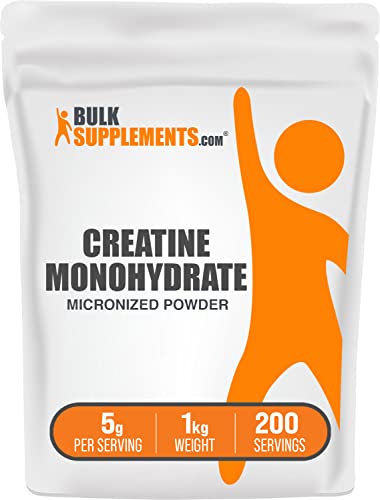 BULKSUPPLEMENTS.COM Creatine Monohydrate Powder - Creatine Powder, Vegan Creatine, Creatine Supplements - 5g of Micronized Creatine Monohydrate Powder per Serving, Creatine 1kg (2.2 lbs)