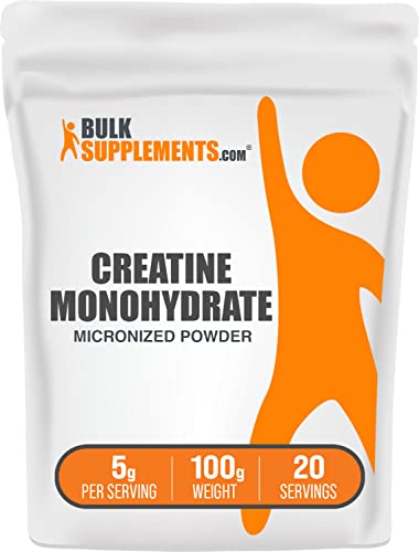 BULKSUPPLEMENTS.COM Creatine Monohydrate Powder - Micronized Creatine Monohydrate, Creatine Pre Workout, Creatine Powder - 5g (5000mg) per Serving, Unflavored & Gluten Free, 100g (3.5 oz)