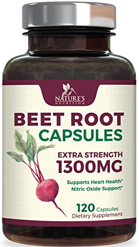 Beet Root Powder Capsules - Supports Athletic Performance, Digestive Health, Immune System - Nature's Beet Root Extract Supplement 1300mg per Serving - Vegan, Gluten Free, Non-GMO - 120 Capsules