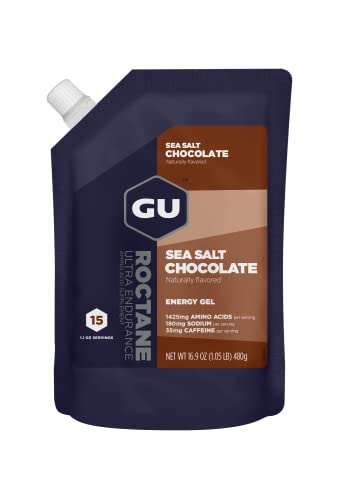 GU Energy Roctane Ultra Endurance Energy Gel, 15-Serving Pouch, Sea Salt Chocolate