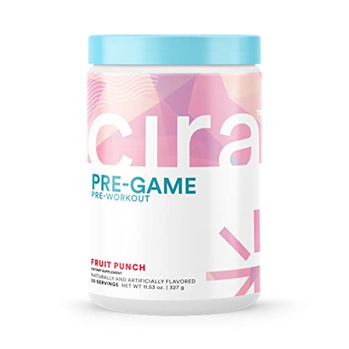 Cira Pre-Game Pre Workout Powder for Women - Preworkout Energy Supplement for Nitric Oxide Boosting, Endurance, Focus, and Strength - 30 Servings, Fruit Punch
