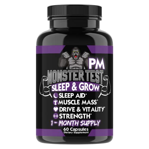 Angry Supplements Monster Test PM Booster Plus Sleep Aid-Jack All Natural, Made in USA, Powerful and Potent Ingredient, Boost Energy and Performance in Gym and Bedroom (1-Bottle)