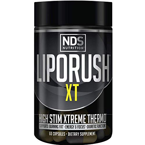 LIPORUSH NDS Nutrition XT - Super Concentrated Thermogenic with L-Carnitine and Teacrine for Shredding Fat - Supports Maximum Energy, Focus, Calorie Burning, Diuretic, Appetite Control (60 Capsules)