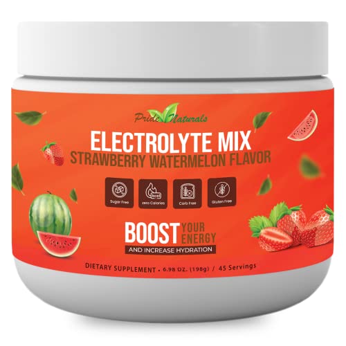 Electrolyte Powder - Refreshing Workout Recovery Electrolytes, Sugar Free, Gluten Free & Vegan, Pure Keto & Paleo Hydration Beverage, Immune Boosting Vitamins (198 Grams, Strawberry Watermelon)