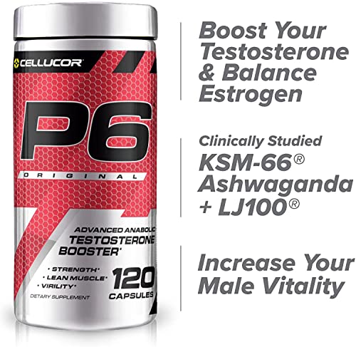 Cellucor P6 Original Enhanced Support for Men, Build Advanced Anabolic Strength & Lean Muscle, Boost Energy Performance, Increase Virility Support, 120 Capsules