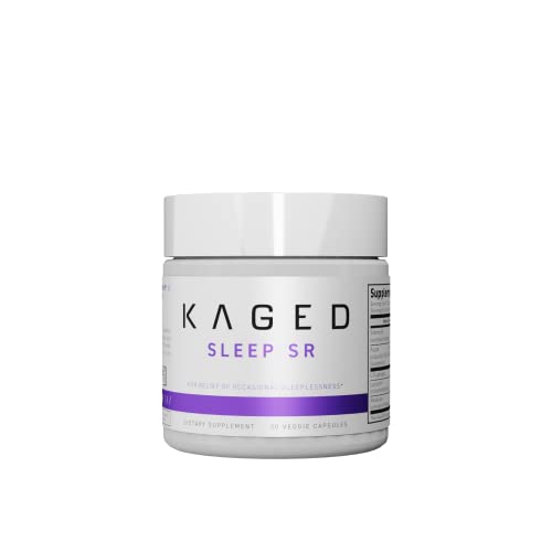 Kaged Sleep SR Sleep Aid with Stress Relief to Fall Asleep Faster and Stay Asleep Longer, Sleep Supplement with Sustained Release Melatonin, 30 Veggie Capsules