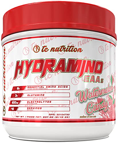 Hydramino EAA + BCAA Powder - 45 Servings - Essential Amino Acids Supplement & Electrolyte Powder For Recovery, Strength, & Hydration, 7g BCAAs, 8g EAAs, 600mg Electrolytes | (Vegan, Watermelon Candy)