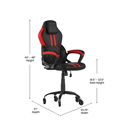 Ergonomic Gaming Chair - Adjustable Black/Red Design - 360° Swivel