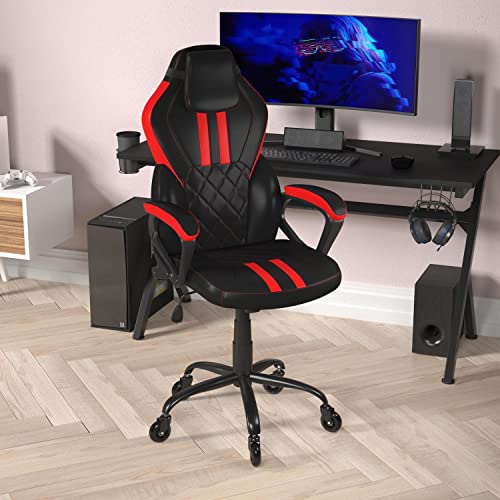 Ergonomic Gaming Chair - Adjustable Black/Red Design - 360° Swivel