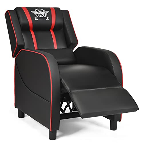 Modern Massage Gaming Recliner Chair, Racing Style (Red)