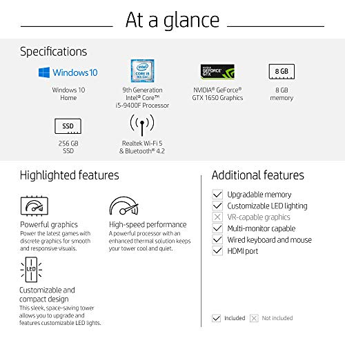 HP Gaming Desktop Computer, Intel i5, GTX 1650