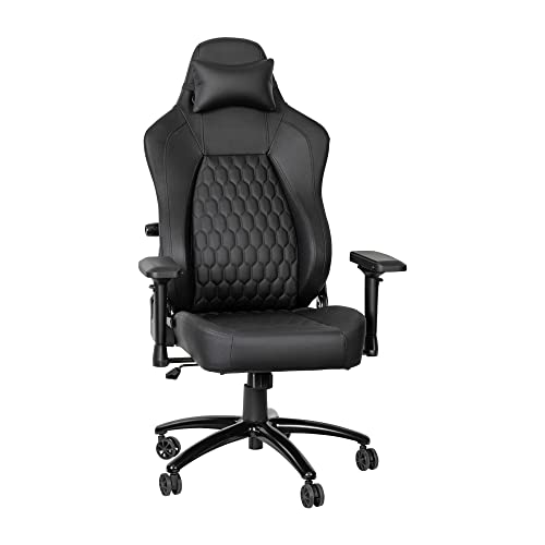 Falco Ergonomic Adjustable Gaming Chair - Black LeatherSoft/Black Stitching