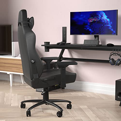 Falco Ergonomic Adjustable Gaming Chair - Black LeatherSoft/Black Stitching