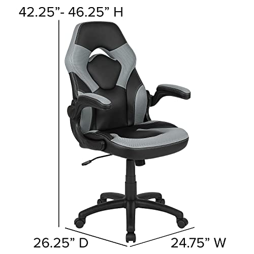 Gaming PC Chair with Adjustable Swivel, Gray/Black